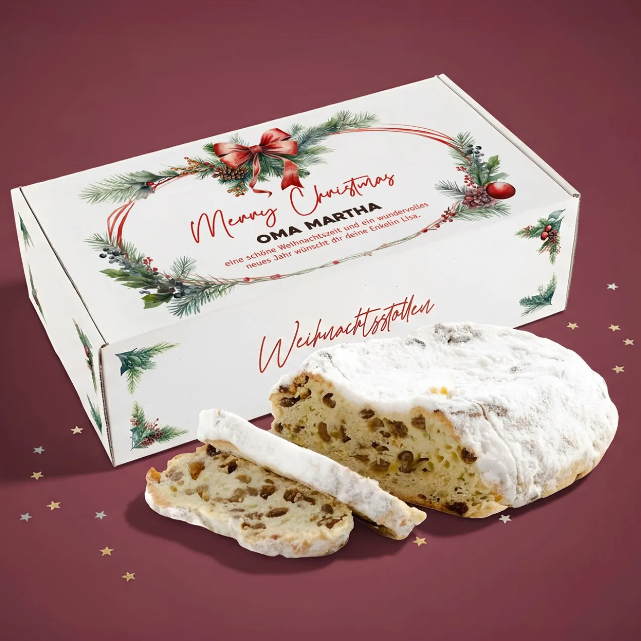 Rosinenstollen in persönlicher Geschenkbox, 1000g