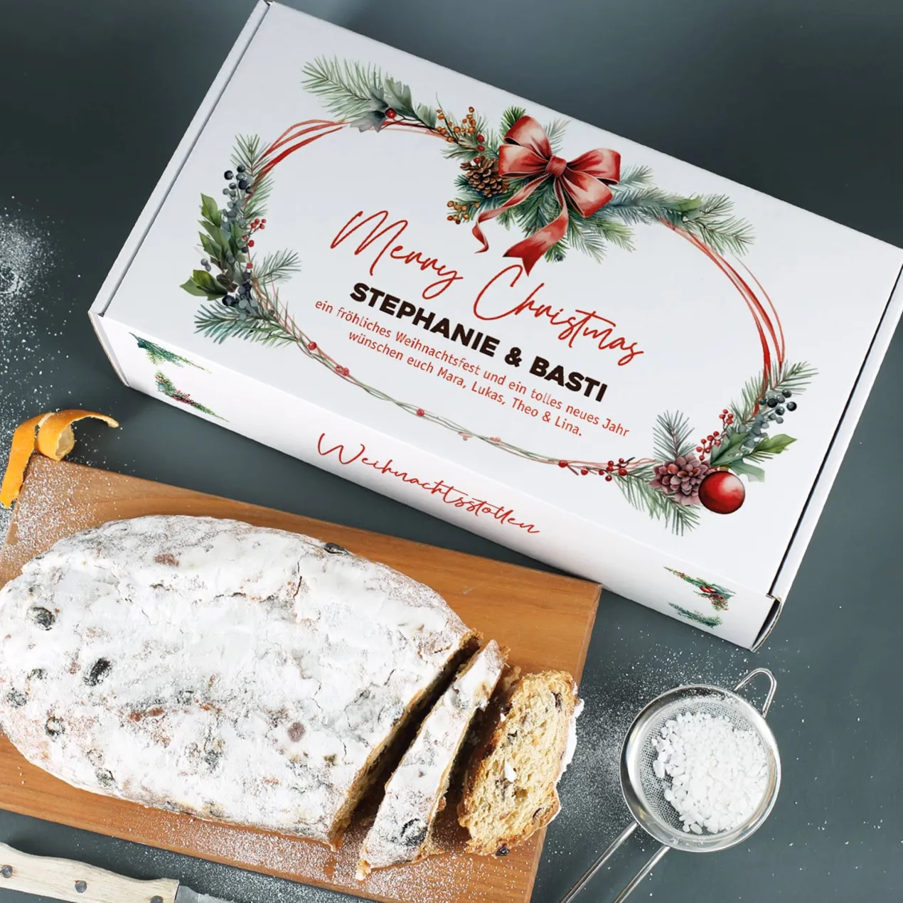Rosinenstollen in persönlicher Geschenkbox, 1000g