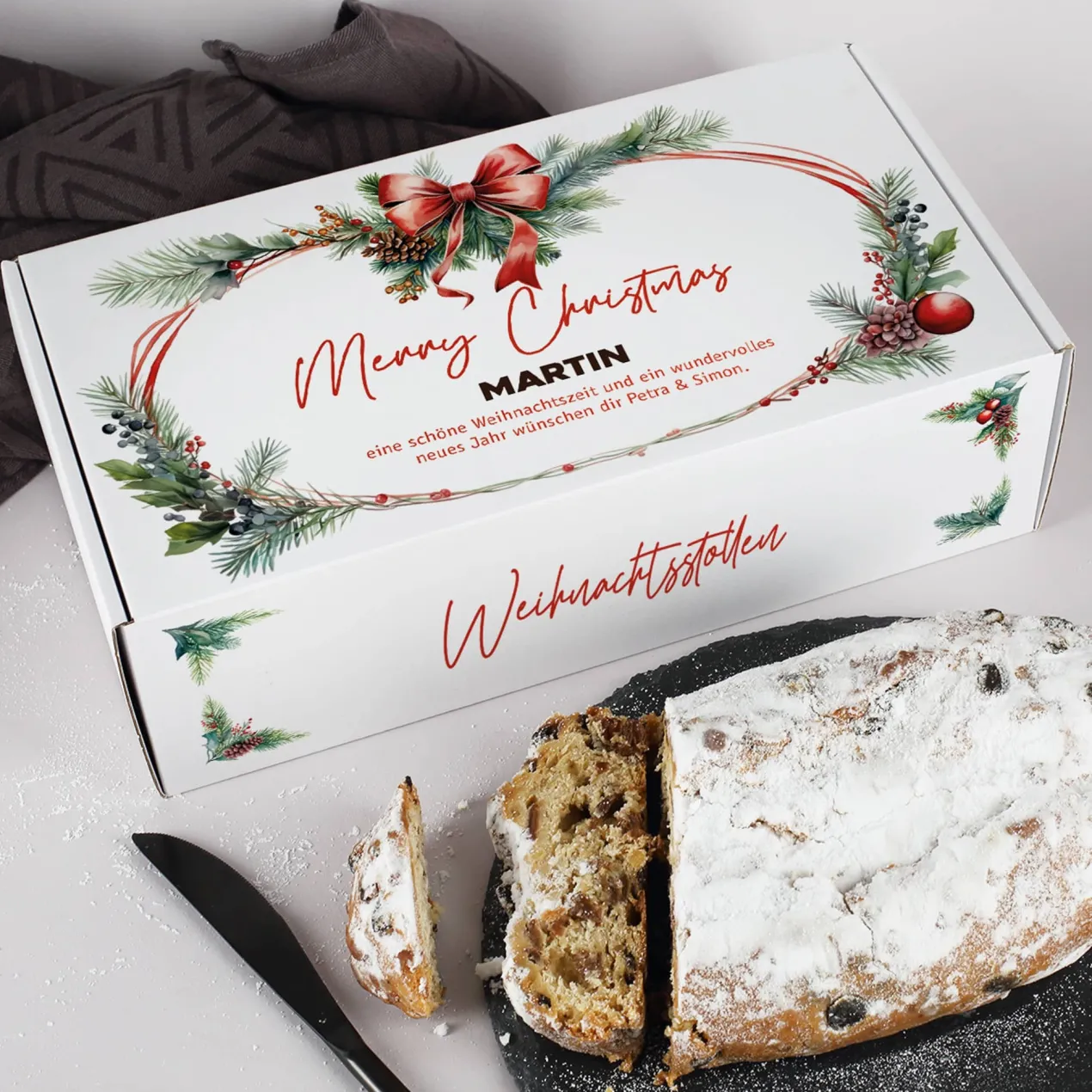 Rosinenstollen in persönlicher Geschenkbox, 1000g