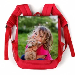 Roter Kindergartenrucksack mit Foto selbst gestalten