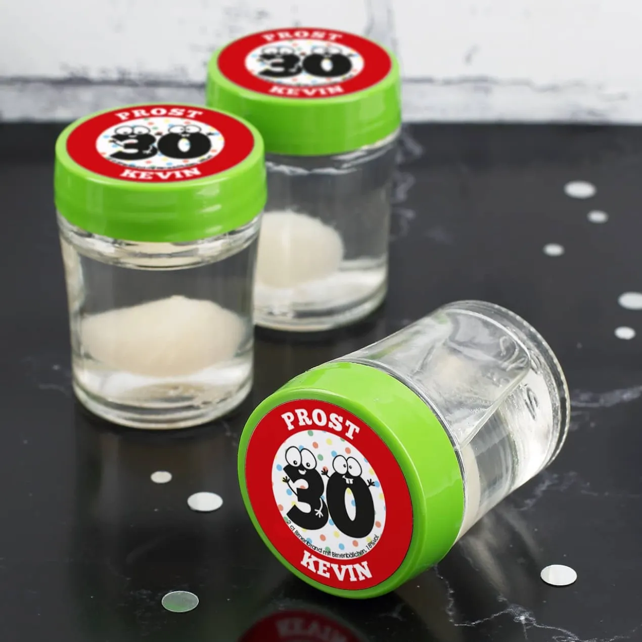 6r Set Schnaps zum 30. Geburtstag mit Name und Text