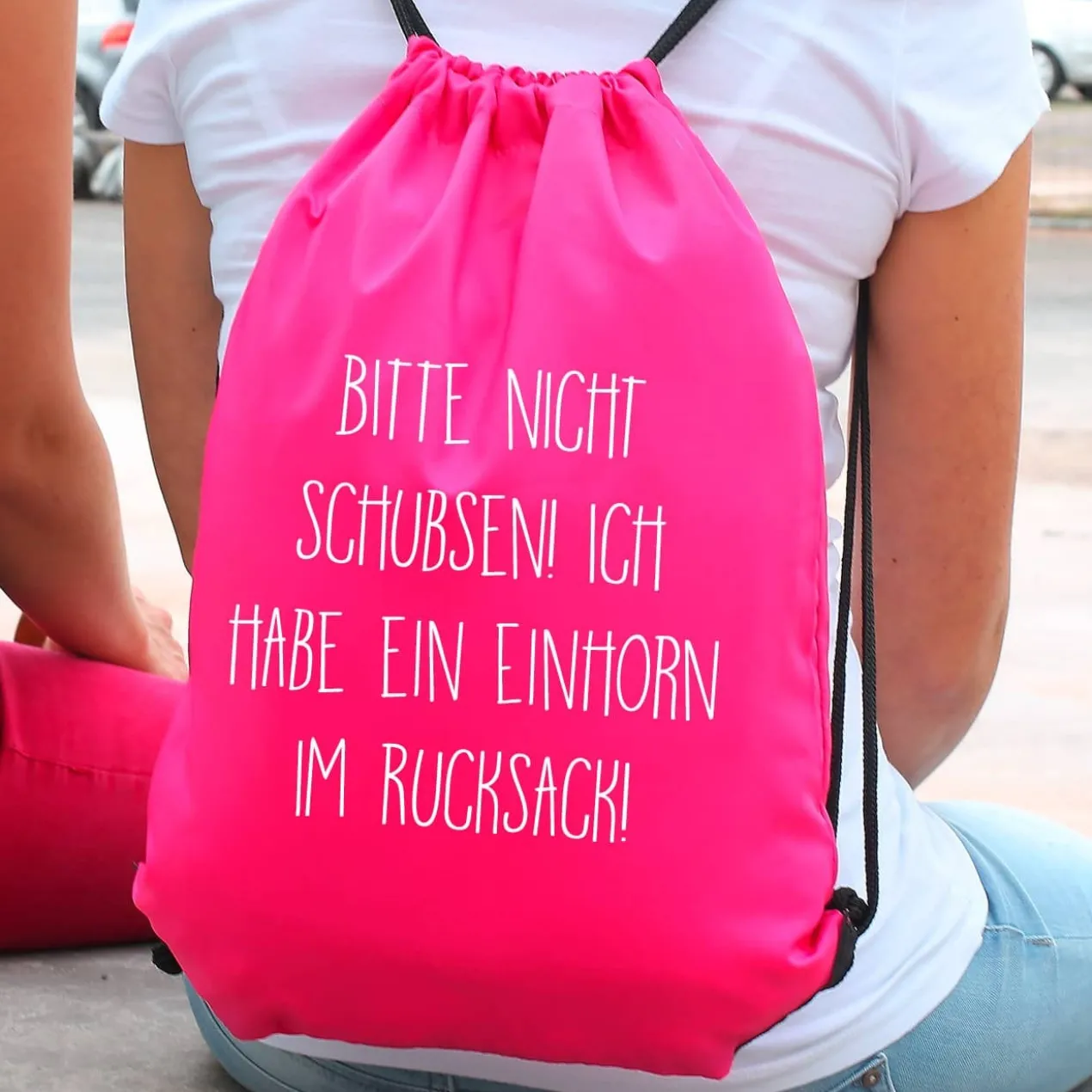 Rucksack Bitte nicht schubsen - in mehreren Farben mit Wunschtext