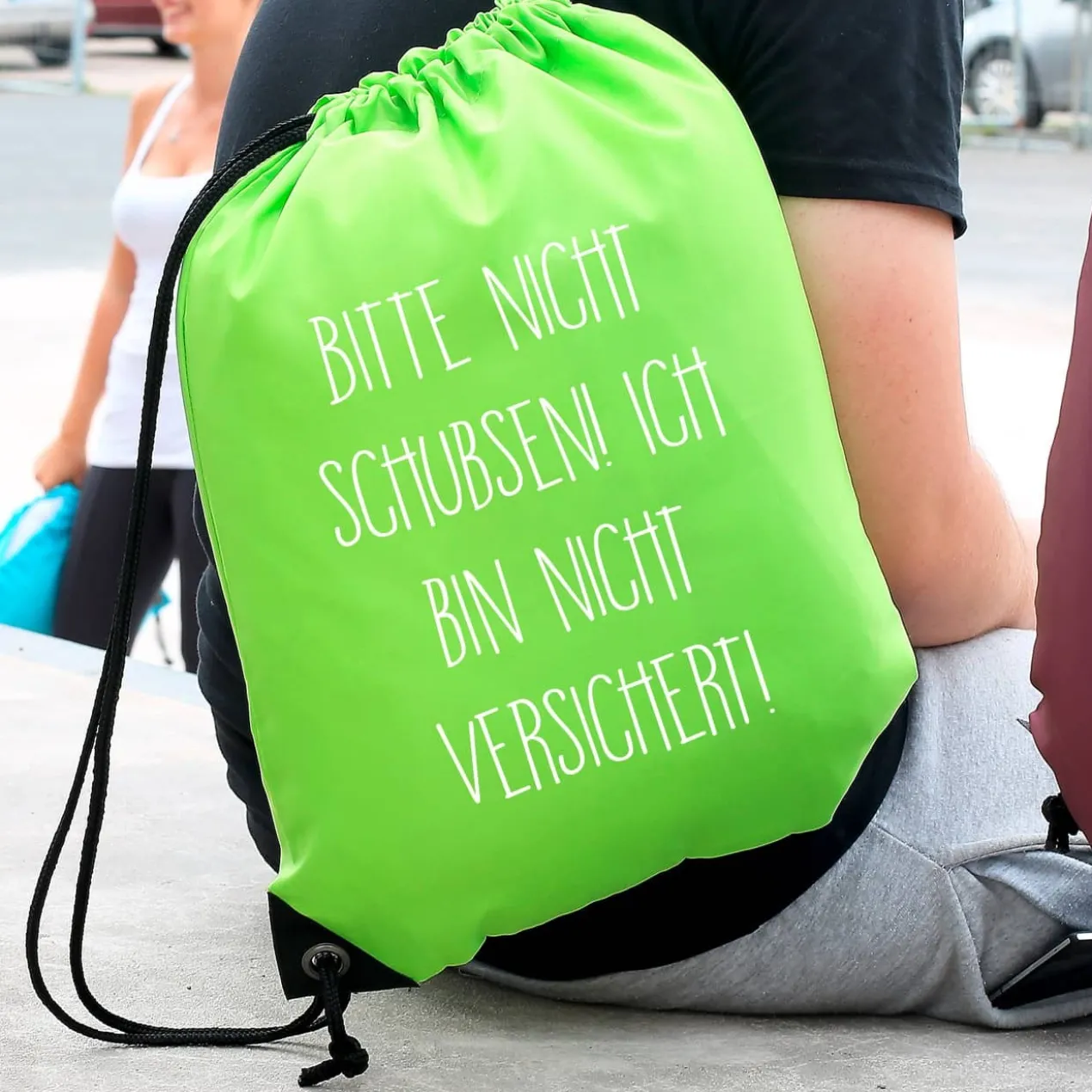 Rucksack Bitte nicht schubsen - in mehreren Farben mit Wunschtext