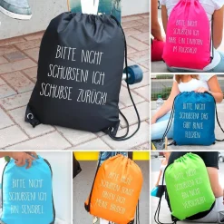 Rucksack Bitte nicht schubsen - in mehreren Farben mit Wunschtext