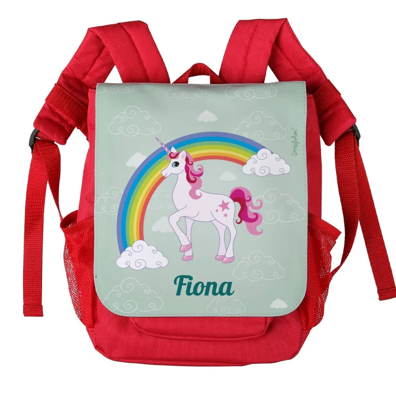 Rucksack für Kinder mit Einhorn, Regenbogen und Name