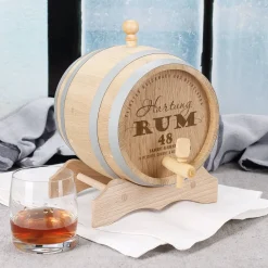 Rum-Fass aus Eichenholz graviert mit Wunschname Alter und Ort