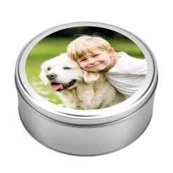 Runde Metalldose mit Ihrem Foto personalisiert