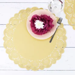 10 Runde Platzdeckchen aus Papier in Natur