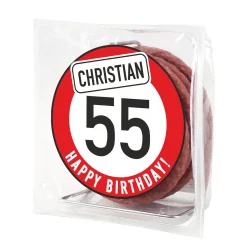 Salami Kabeltrommel zum Geburtstag mit Verkehrszeichenmotiv