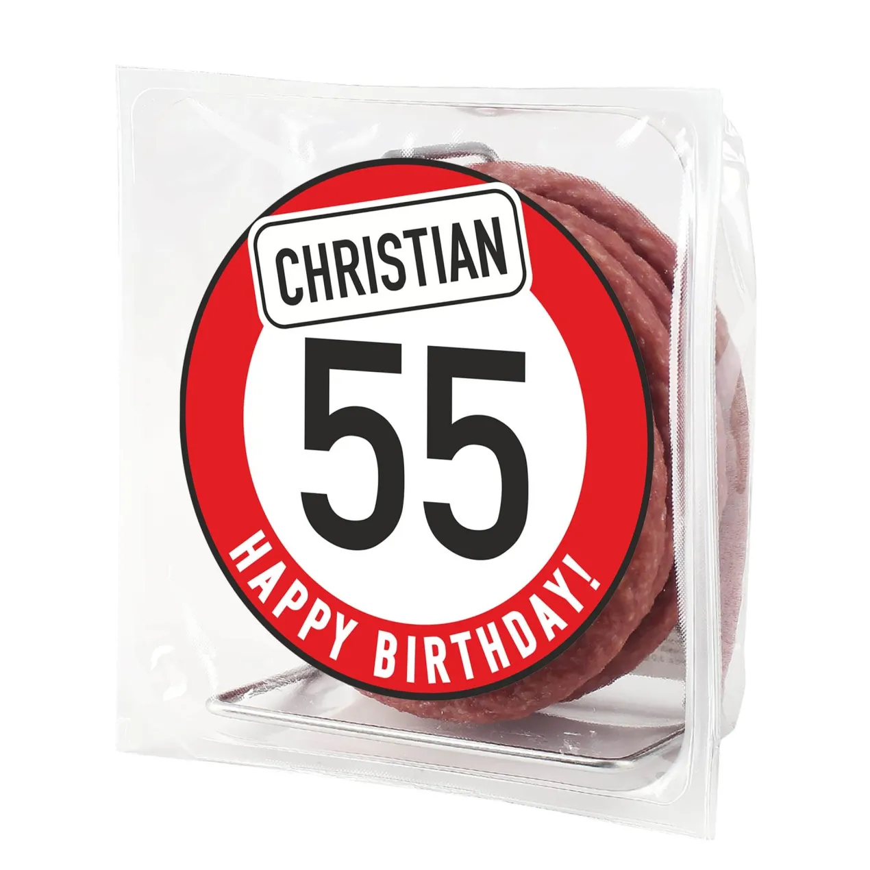 Salami Kabeltrommel zum Geburtstag mit Verkehrszeichenmotiv