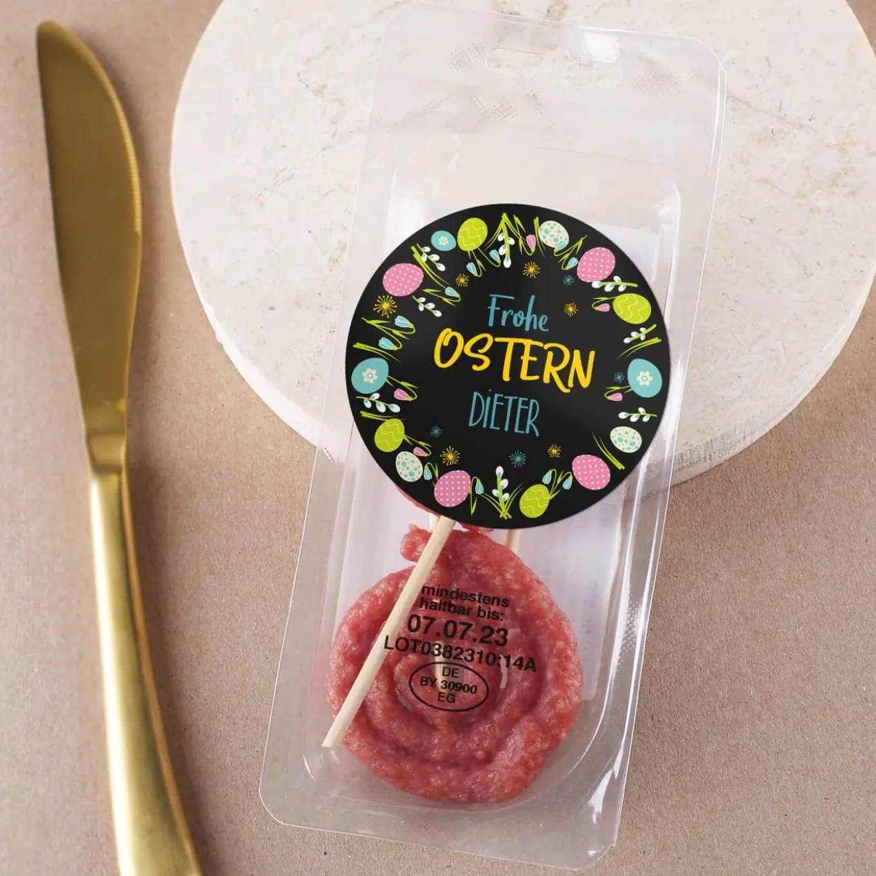 Salami Snack als Ostergeschenk für Männer