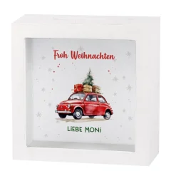 Santa`s Fuhrpark - weihnachtliche Bilderrahmenspardose mit Wunschtext