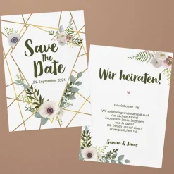 Save the Date Karte mit Blumenmotiv