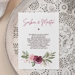 Save the Date Karte mit Rosenmotiv