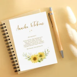 Save the Date Karte mit Sonnenblumenmotiv und Personalisierung
