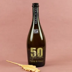 Scavi & Ray gravierte Prosecco Flasche zur Goldenen Hochzeit mit Namensgravur