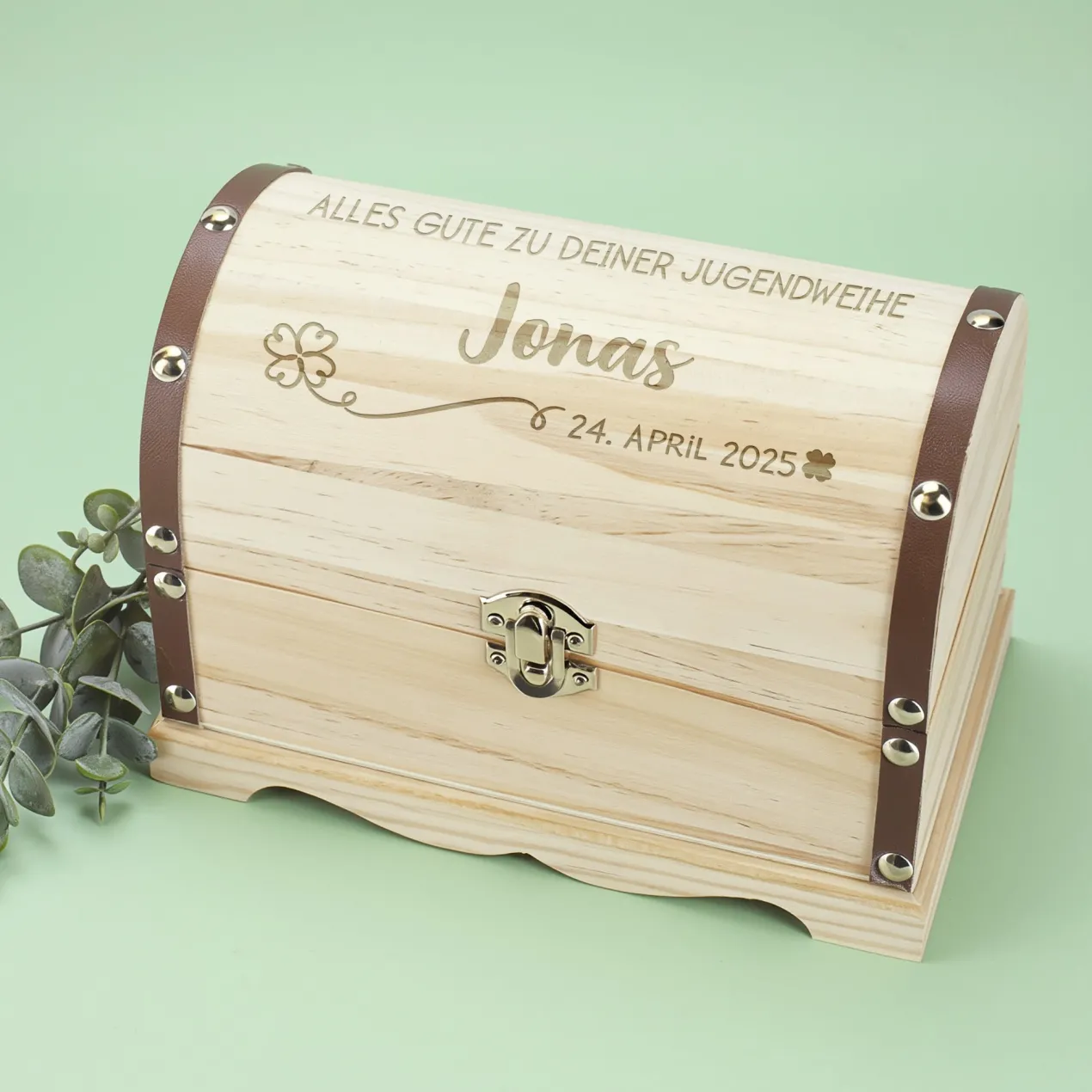 Schatztruhe zur Jugendweihe mit Name & Datum graviert, 3 Größen auswählbar