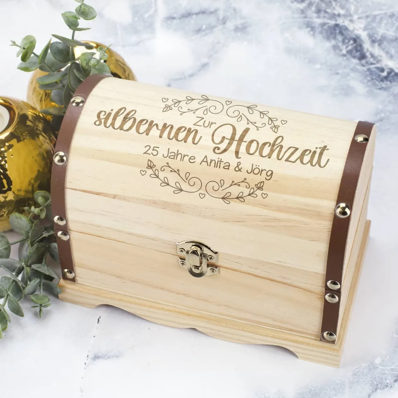 Schatztruhe zur silbernen Hochzeit in 3 Größen