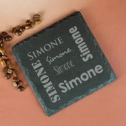 Schiefer-Untersetzer mit Gravur | Personalisiert mit Name für Geburtstag und festliche Anlässe