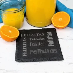 Schiefer-Untersetzer mit Gravur | Personalisiert mit Name für Geburtstag und festliche Anlässe