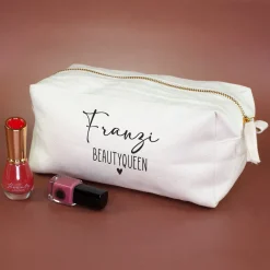 Schlampermäppchen & Beautycase mit Herz als Geschenk für Frauen | Tasche personalisiert in 2 Größen