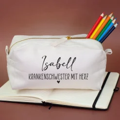 Schlampermäppchen & Beautycase mit Herz als Geschenk für Frauen | Tasche personalisiert in 2 Größen