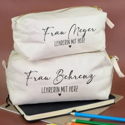 Schlampermäppchen & Beautycase mit Herz als Geschenk für Frauen | Tasche personalisiert in 2 Größen