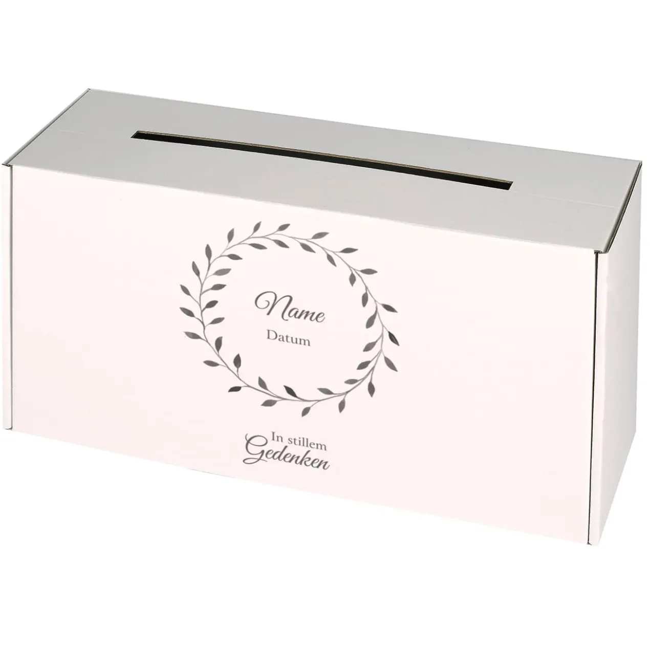 Schlichte Kartenbox - In stillem Gedenken - mit Name und Datum