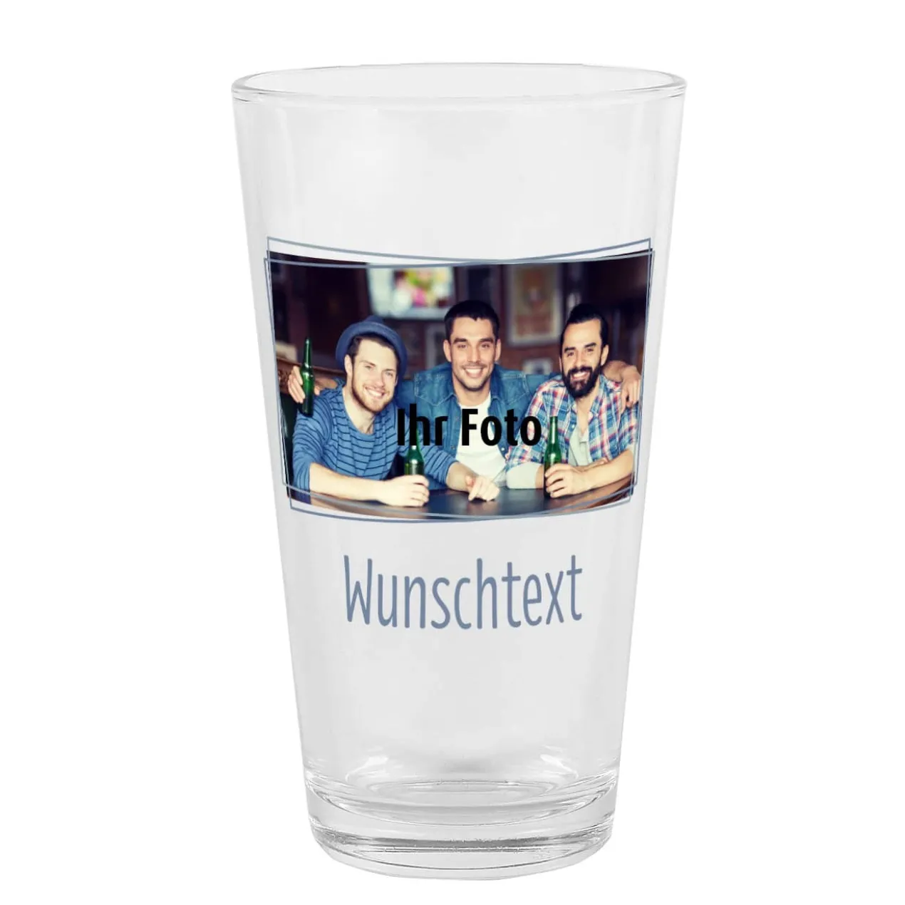 Schlichtes Fotoglas mit Ihrem Wunschtext