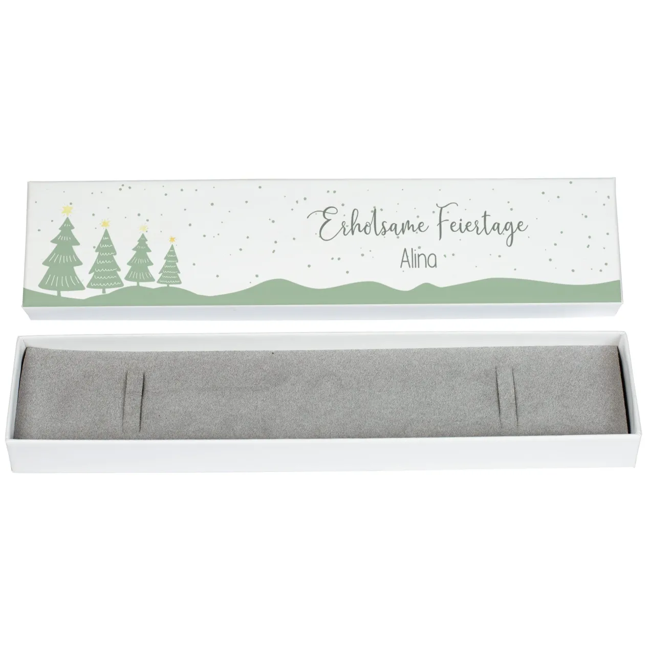 Schmuckverpackung zu Weihnachten personalisierte mit Wunschtext & Name | Geschenkbox für Armbänder