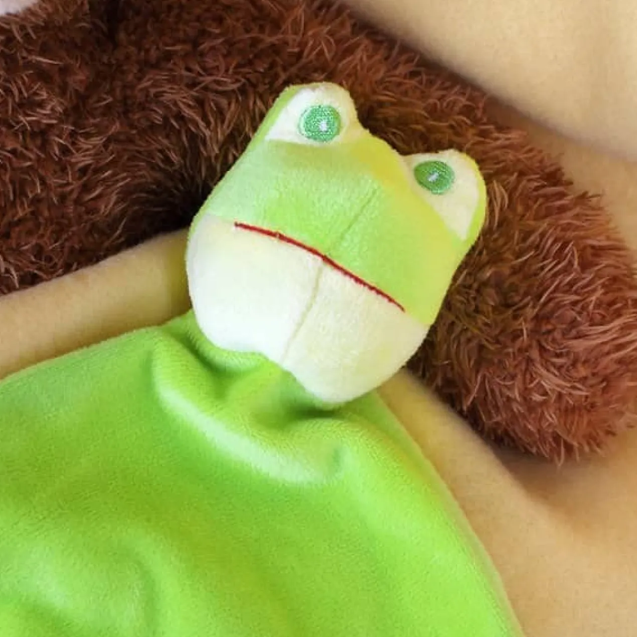 Schmusetuch mit Namen bestickt Frosch