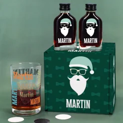 Schnaps Geschenkset für Männer zu Weihnachten mit Glas, Kräuterschnaps und Box