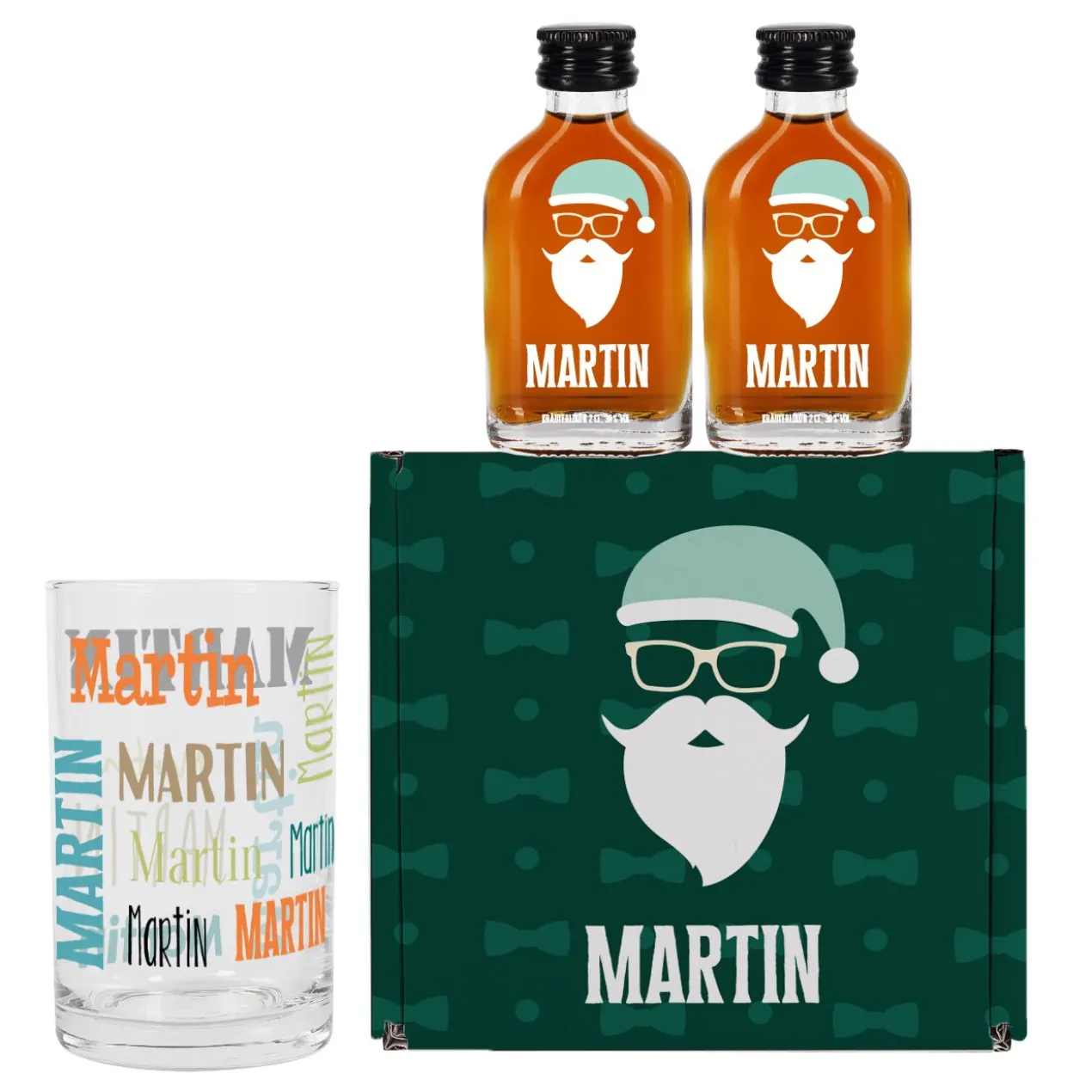 Schnaps Geschenkset für Männer zu Weihnachten mit Glas, Kräuterschnaps und Box