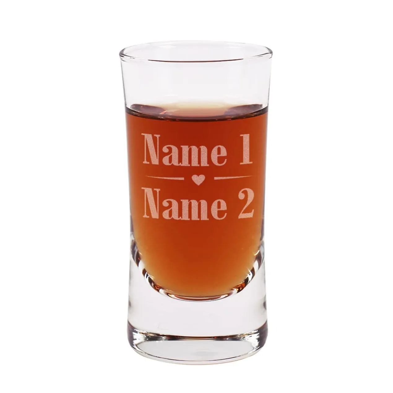 Schnapsglas zur Hochzeit mit Herz-Motiv und Namen