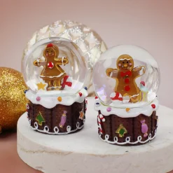Schneekugel Lebkuchen-Mädchen und Junge