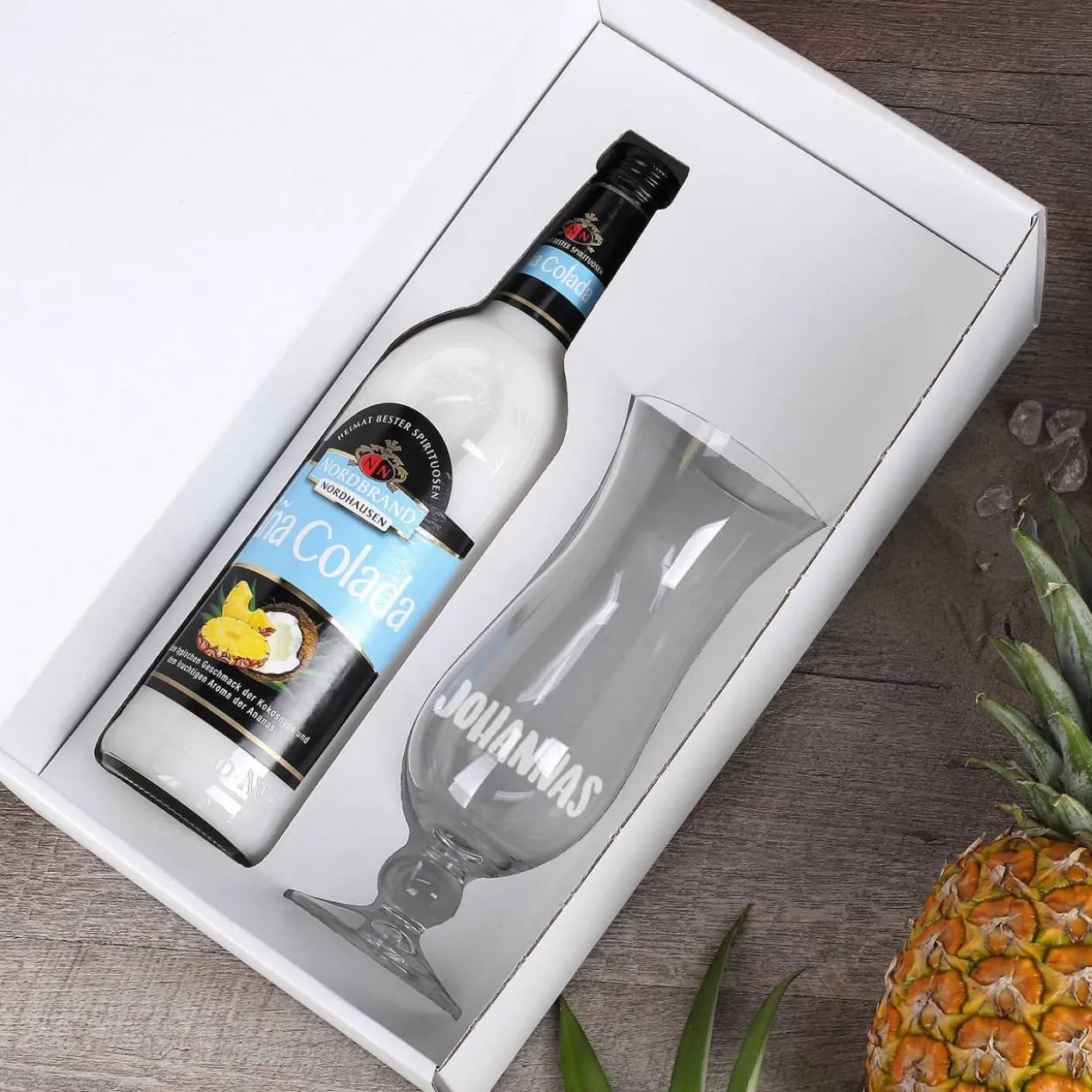 Schneemannsuppe - Pina Colada Geschenkset mit Ihrem Wunschnamen