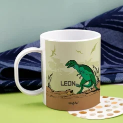 Schöne Kindertasse mit Dinosaurier und Namen des Kindes | Geschenk für Einschulung & Kinder
