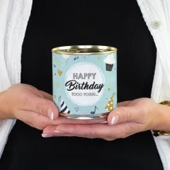 Schoko Brownie Happy Birthday | Kuchen in der Dose zum Geburtstag als Geschenk in Bäckerqualität