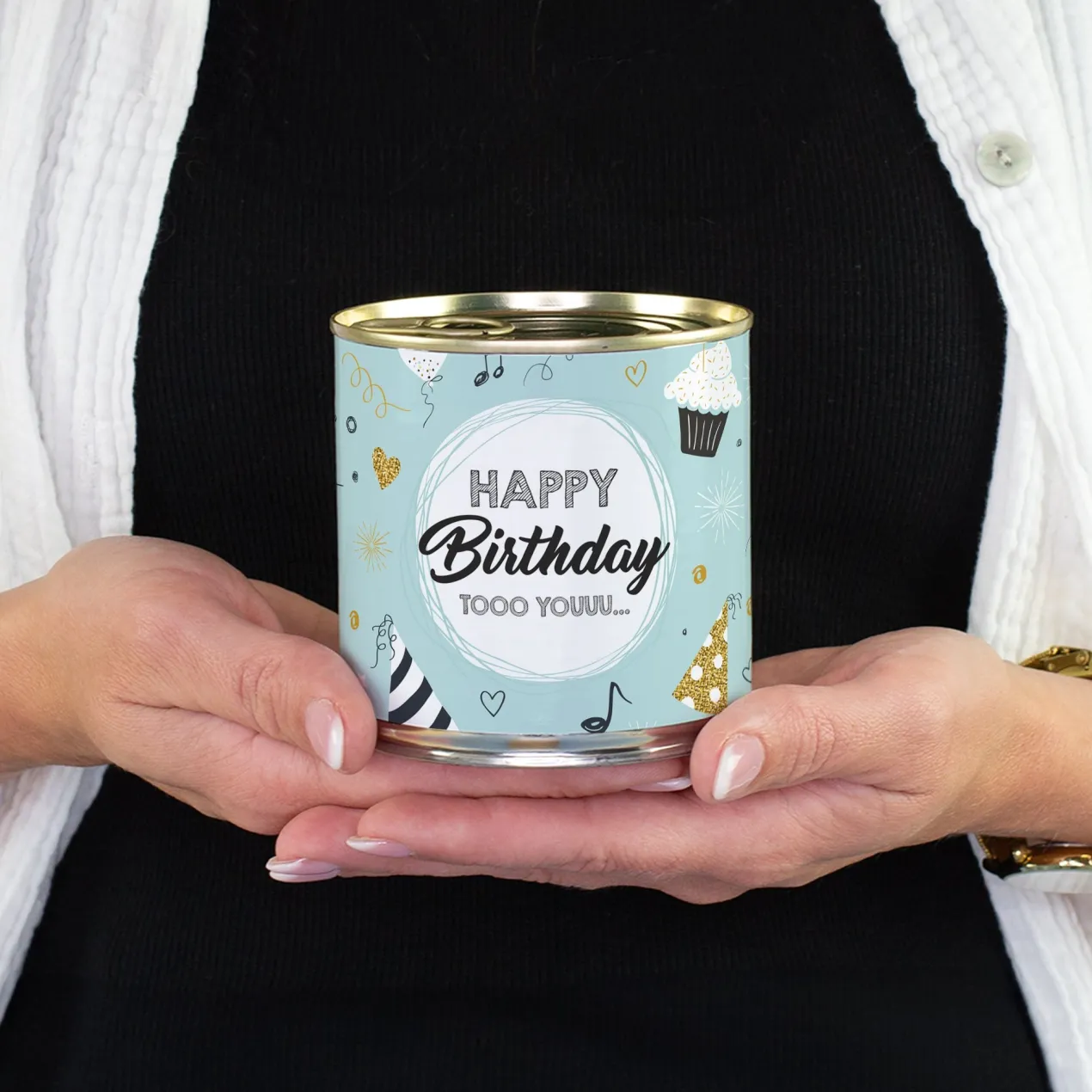 Schoko Brownie Happy Birthday | Kuchen in der Dose zum Geburtstag als Geschenk in Bäckerqualität