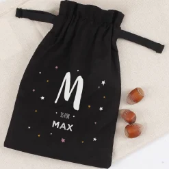 Schokokugeln im Geschenksack mit Name und Initiale