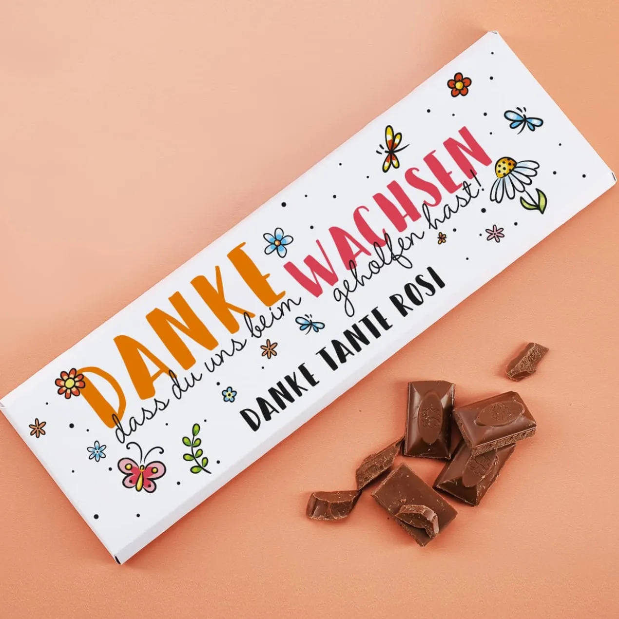 Schokolade als Dankeschön für Erzieher - Danke, dass Du uns beim Wachsen geholfen hast!