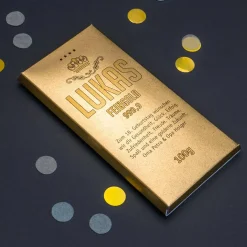 Schokolade in Goldbarren-Optik mit Name und Wunschtext, 100g