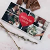 Schokolade mit vier Fotos und Wunschtext im Herz
