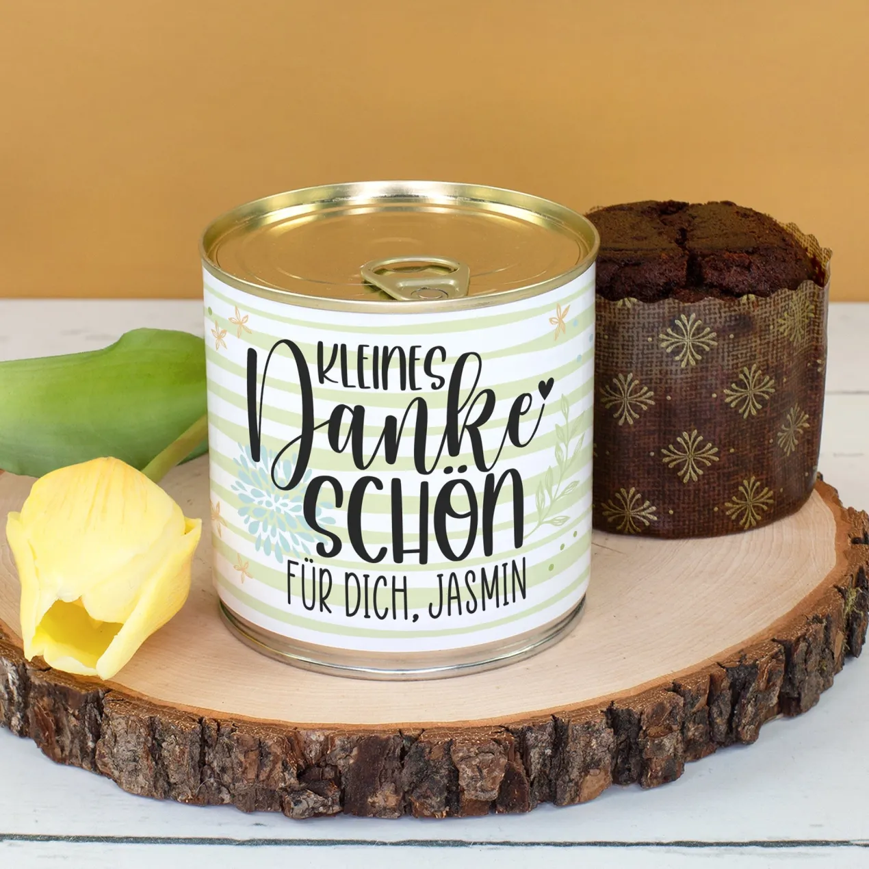 Schokoladen Brownie in der Dose als personalisiertes Dankeschön Geschenk | Kuchen in Bäckerqualität