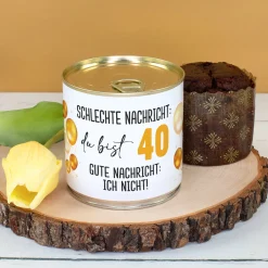 Schokoladen Brownie Kuchen in der Dose zum Geburtstag in Bäckerqualität mit Alter personalisiert