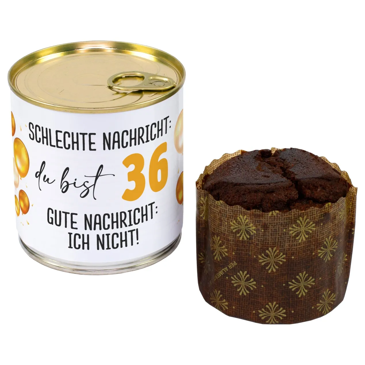 Schokoladen Brownie Kuchen in der Dose zum Geburtstag in Bäckerqualität mit Alter personalisiert