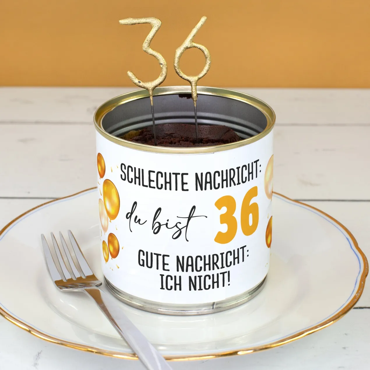 Schokoladen Brownie Kuchen in der Dose zum Geburtstag in Bäckerqualität mit Alter personalisiert