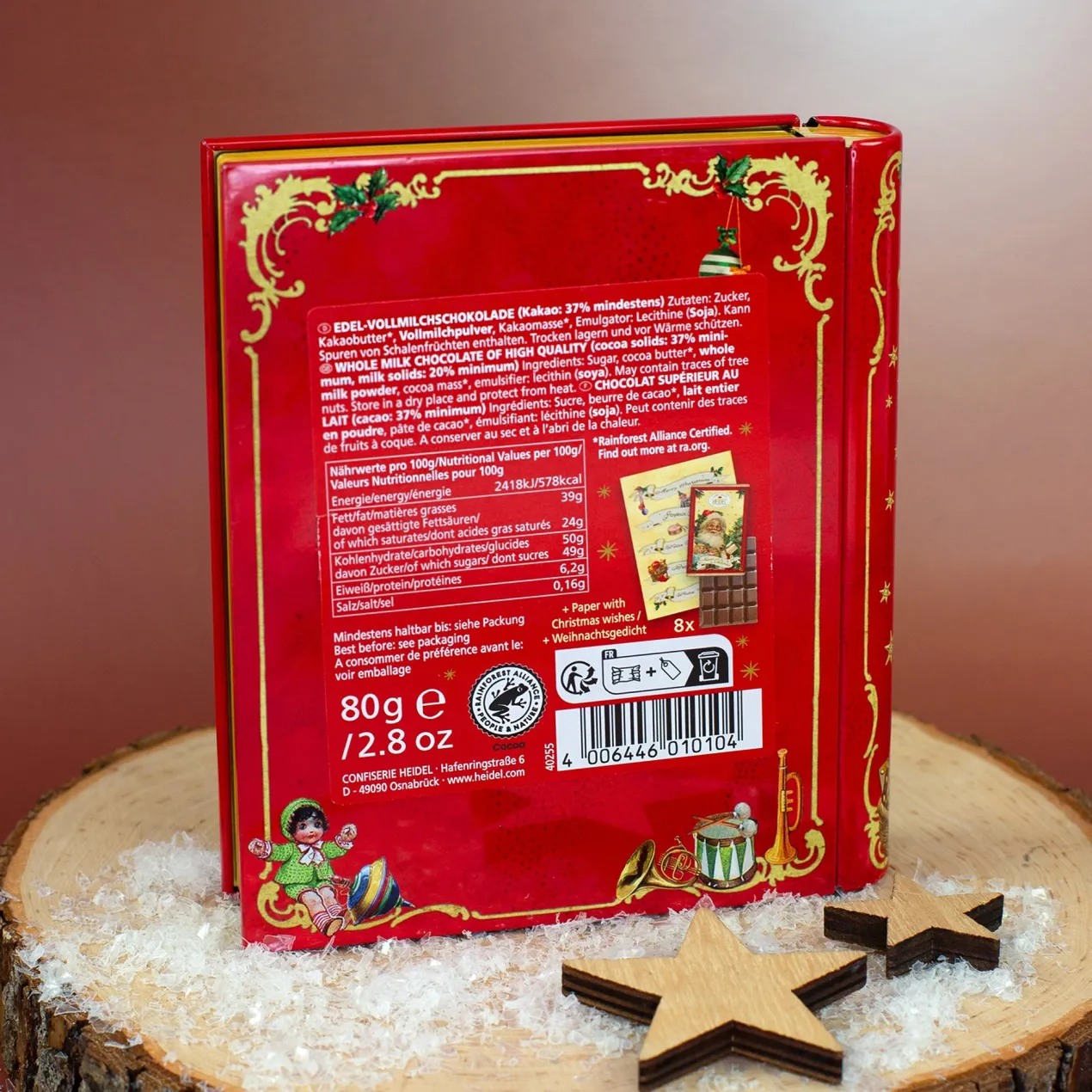 Schokoladenbuch Weihnachts-Nostalgie aus Metall