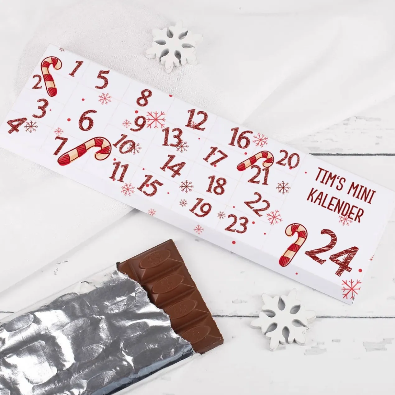 Schokoladentafel als Mini-Adventskalender mit Ihrem Wunschtext