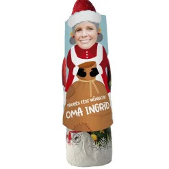 Schokoladen Weihnachtsfrau mit Ihrem Gesicht und Wunschtext, 200 g